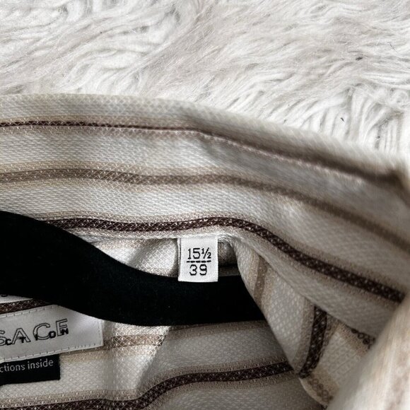 Versace Collection Business Fit Button Down Dress Shirt White Striped Sz 15.5/39 - Picture 7 of 10